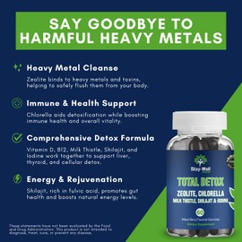 Total Detox, Heavy Metal Detox for Adults- Zeolite, Chlorella, Milk Thistle, Shilajit & Iodine, Toxin Cleanse, Pineal Decalcification, Fluoride Cleanse, Heavy Metal Cleanse, 60 Mixed Berry Gummies