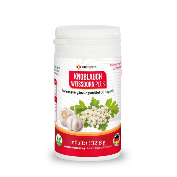 Garlic + Hawthorn Capsules with Vitamin C primedical 1 x 60 Capsules