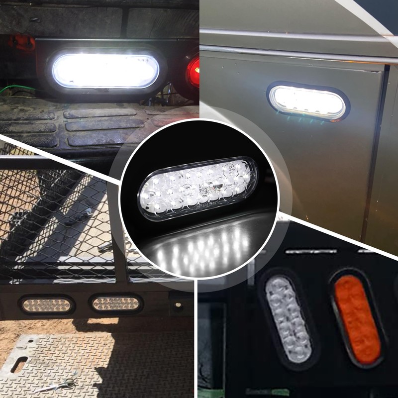 Oyviny 6 Inch Oval White LED Trailer Tail Lights with