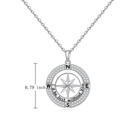 Talonior Compass Necklace for Women Sterling Silver I Would Be Lost Without You Compass Pendant Necklace Graduation Jewelry Birthday Christmas Ideas Gift