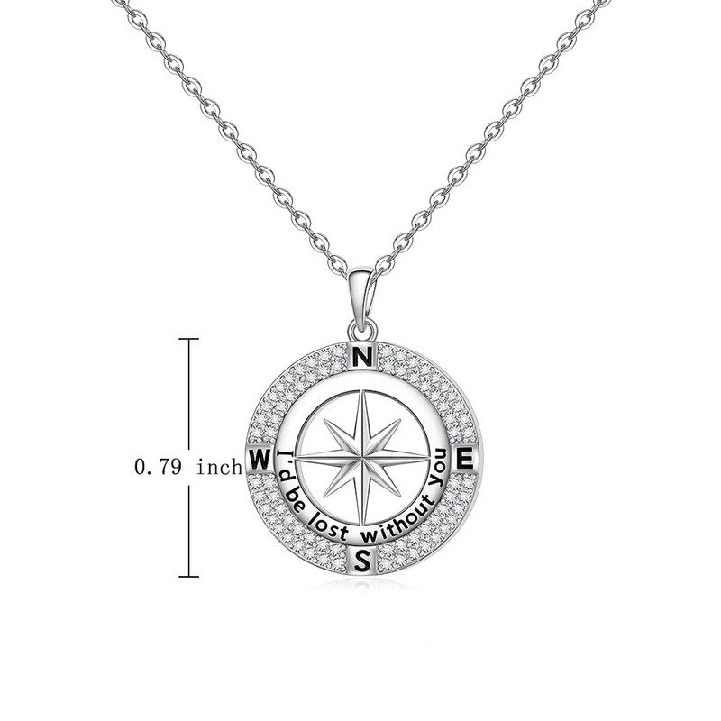 Talonior Compass Necklace for Women Sterling Silver I Would Be