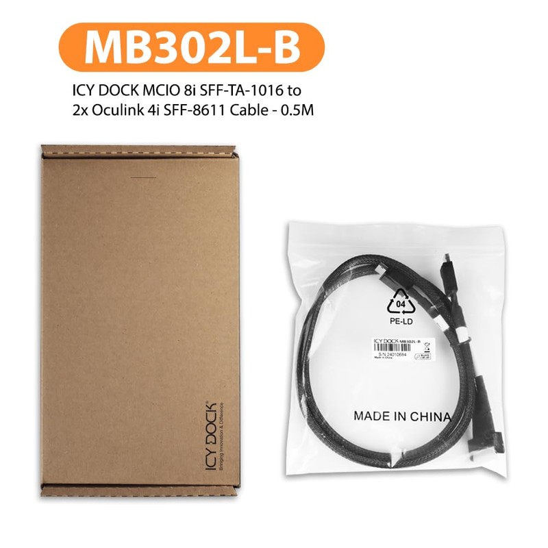ICY DOCK MB302L-B Data Cable - 1x MCIO SFF-TA-1016 8i