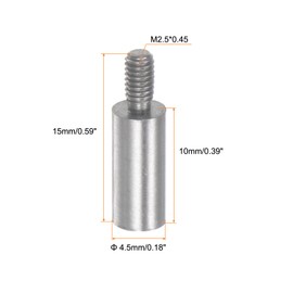 sourcing map 2pcs Dial Digital Indicator Extension Stem Rod 10mm Length 4.5mm Diameter M2.5 Thread High Speed Steel for Height Depth Gauge, Silver Tone