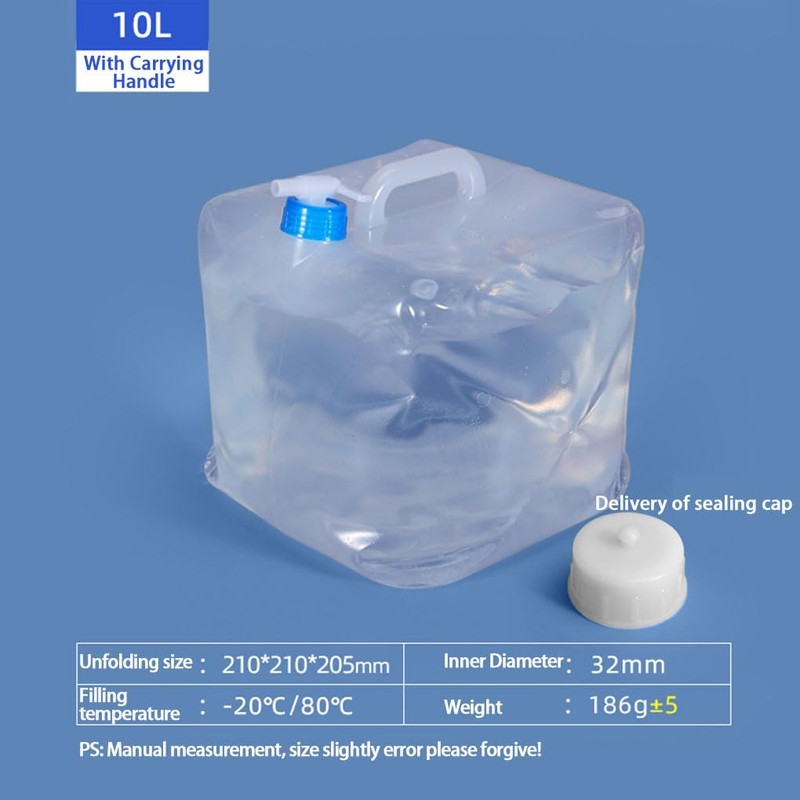 Portable Water Container Collapsible 10L/15L/20L Foldable Bucket for Camping Hiking