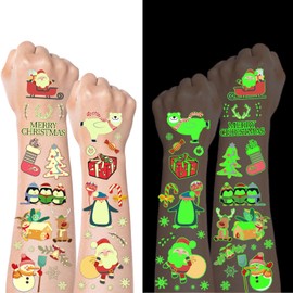 260 Styles Luminous Christmas Tattoos Party Favors for Kids, Christmas Goodie Bag Stocking Stuffers Temporary Tattoos, Christmas Classroom Gifts Treats Party Games Supplies for Kids Boys Girls
