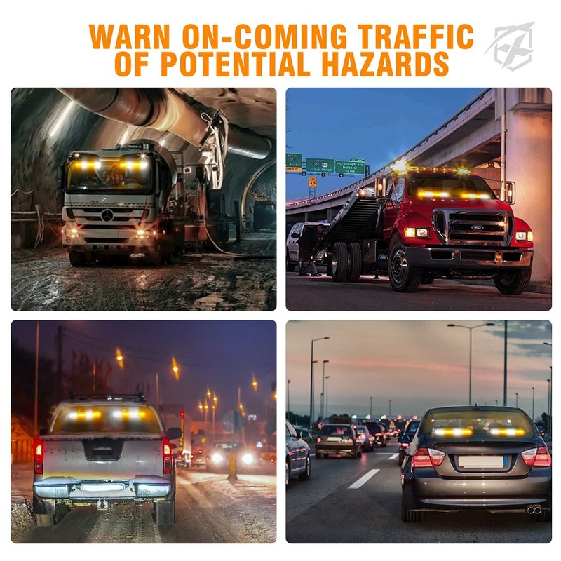 Xprite White Amber LED Emergency Traffic Advisor Strobe Dual Light