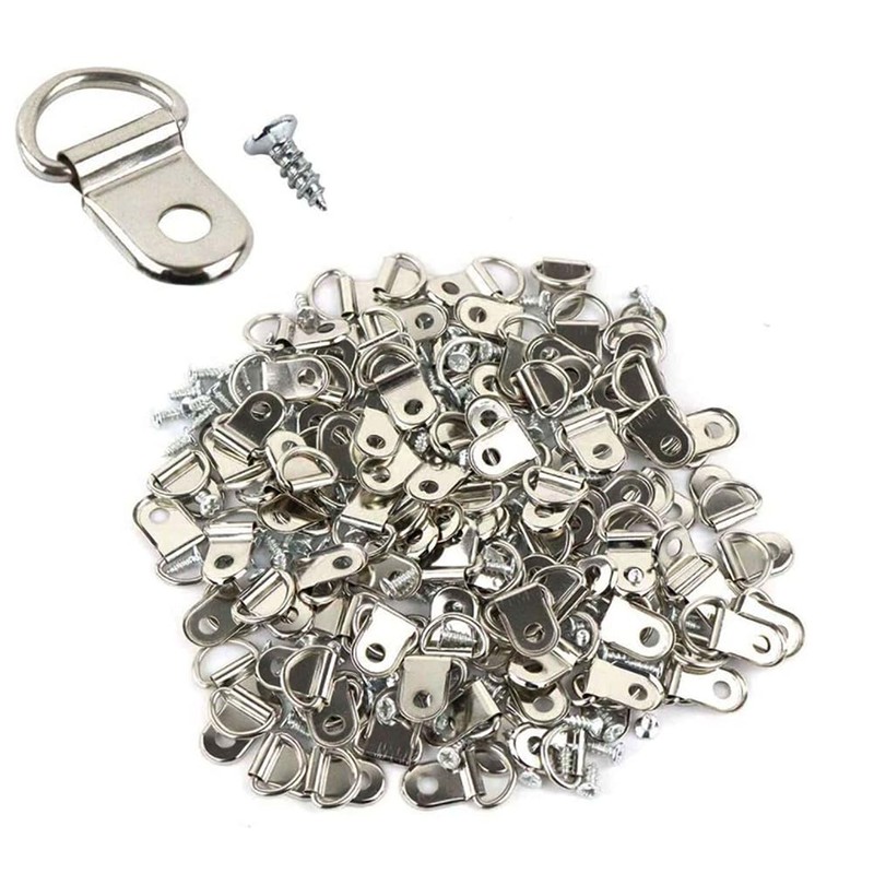 FSSTUD 50 Pieces Metal D Ring Hangers, Picture Frame Wire