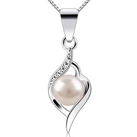 6.5mm Round Natural Freshwater Pearl Pendant Women Jewelry Sterling Silver Necklace 45cm Box Chain