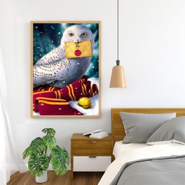 GLXPOG White Owl Diamond Painting Kits for Adults, Owl 5D DIY Diamond Art Kits for Beginners Round Full Drill Painting with Diamonds Art Crafts for Home Wall Decor Gift 12x16 in / 30x40cm