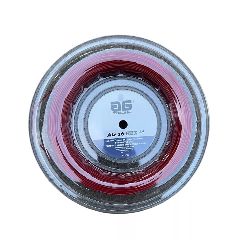 AG 16 Hex Synthetic Gut Tennis String Reel - Red