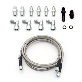 Priprilod 70" 6AN SS Braided Transmission Cooler Hose Lines Compatible with Ford C4/C6/AOD Compatible with GMC Compatible with Chevy 1996-2021 700R4 4L60 4L60E 4L65E 4L80E