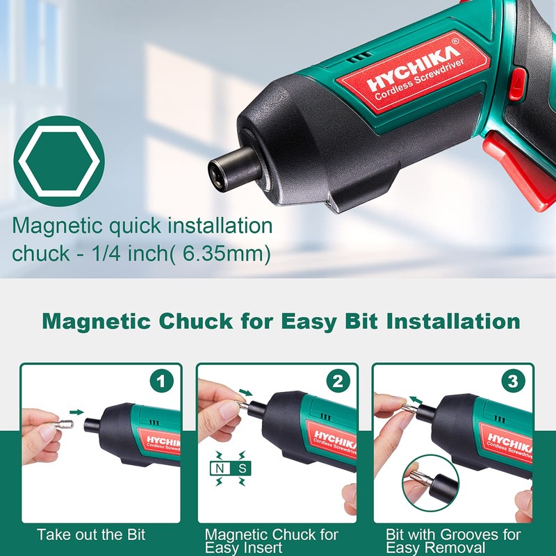 Electric Screwdriver, 6N·m and 2000mAh HYCHIKA 3.6V Cordless Screwdriver with