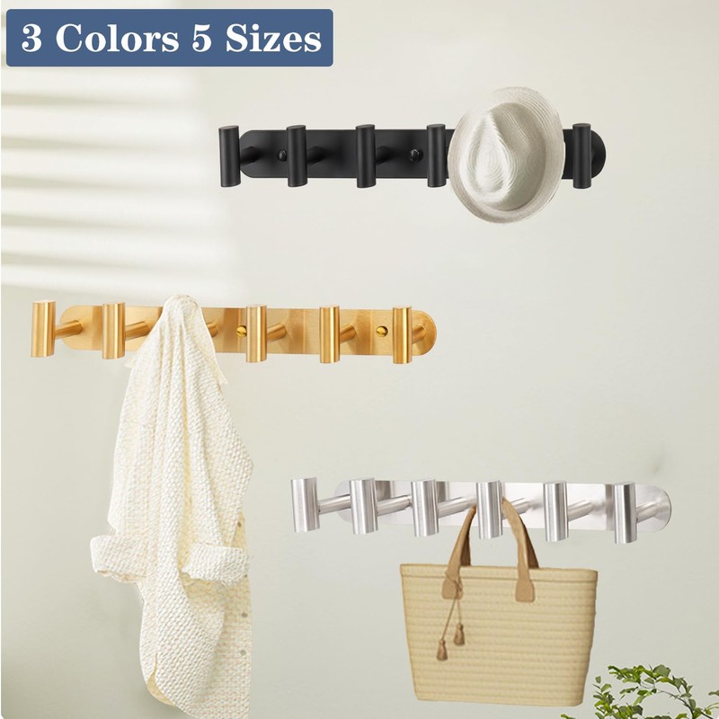 Vanloory Coat Hook Rack, Wall Mounted Coat Rack with 6