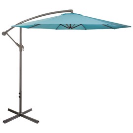 Northlight 10ft Offset Outdoor Patio Umbrella with Hand Crank, Turquoise Blue