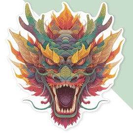 Extra Large 460mm 'Chinese Dragon Head' Permanent Sticker Decal for Cars/Windows/Bins/Walls (DW00140123)