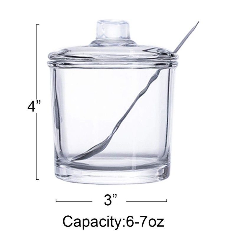 123Arts Glass Sugar Bowl Spice Jar with Lid and Stainless