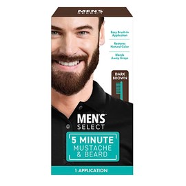 Men's Select 5 Minute Mustache & Beard Dark Brown Brush-In Facial Hair Dye with Brush Included