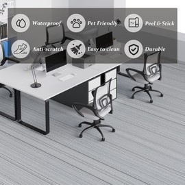 WIFEA Vinyl Flooring Roll - Simulated Carpet Texture Peel and Stick Floor Tiles - 15.7" Wx 393.7" L /43 Sq.Ft, Durable and Waterproof Vinyl Plank Flooring for Enhancing Your Home Décor, Light Grey