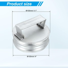 PATIKIL 4 Inch Metal Tee Cap with Handle, Galvanized Steel Duct End Cap Dry Vent Cover Ducting Sealing Tee Plug for HVAC Systems Indoor and Outdoor Use