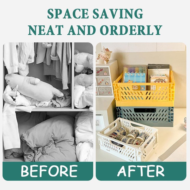 4 Pieces Foldable Storage Baskets, Small Collapsible Storage Crates Multifunctional