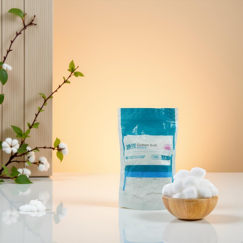 Pack of 100 White 0.8g Cotton Balls with Self Sealing