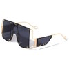 Dweebzilla Luxury Oversized Square Sunglasses with Side Shield Lens (Gold