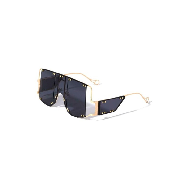 Dweebzilla Luxury Oversized Square Sunglasses with Side Shield Lens (Gold