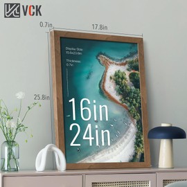 VCK 16x24 Poster Frame 3 Pack - Brown Walnut, Natural Textured Solid Wood Picture Frame, Wall Gallery Frame