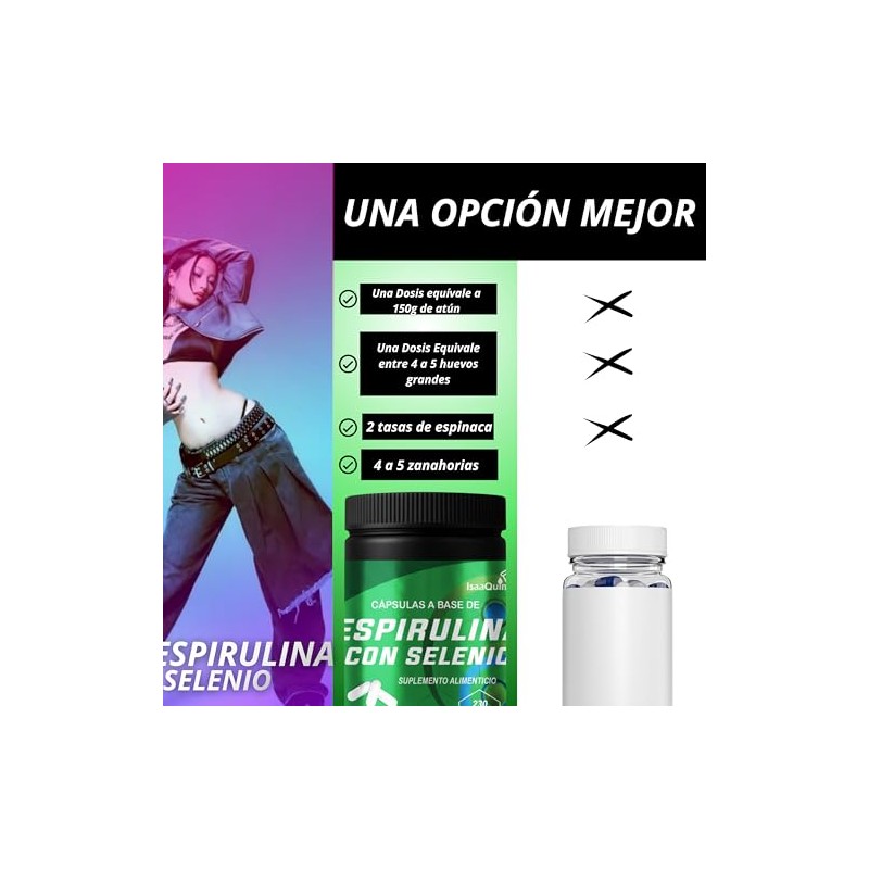IsaaQuim Espirulina con Selenio 230 Cápsulas 500 mg cada cápsula,