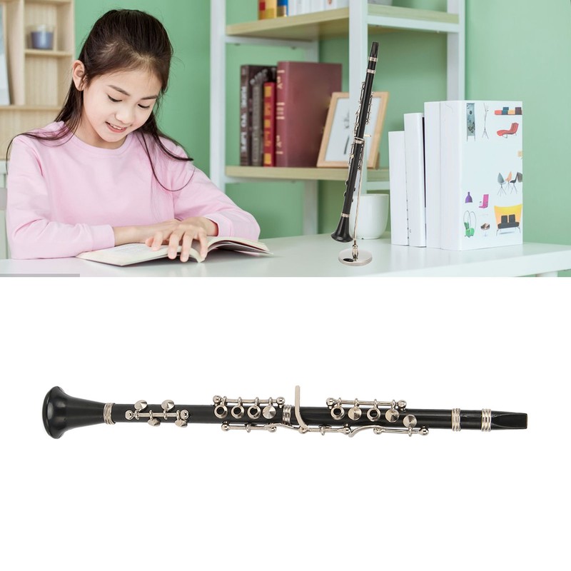 Miniature Clarinet Replica with Stand and Case Musical Instrument Model