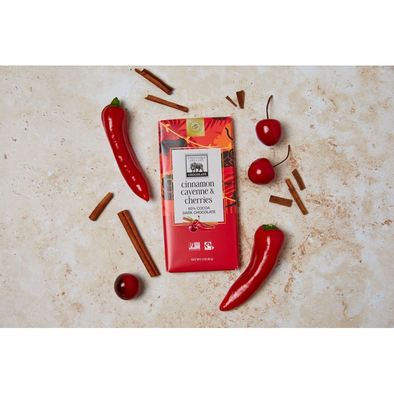 Endangered Species Natural Dark Chocolate Bar with Cinnamon Cayenne and