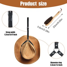 PEUTIER Cowboy Hat Holder for Truck, Cowboy Hat Rack for Pickup Trucks Leather Cowboy Hat Hanger Hat Mounts with Horsehair Brush for Vehicle Seat Car Accessories (Black)