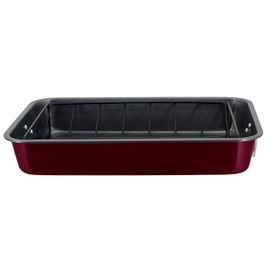 Prime Cuisine Roasting Pan with Rack – 15.75" Turkey Roaster Pan with V-Rack, Nonstick Oven Pan for Cooking, Baking & Roasting – Sturdy Handles for Easy Transport, Easy Cleanup, Burgundy