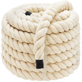Natural White Cotton Rope 1 inch × 50 feet Tug of War Rope Thick Twisted Rope for Swing, Hanging, Wedding, Landscaping, Crafts, Nautical