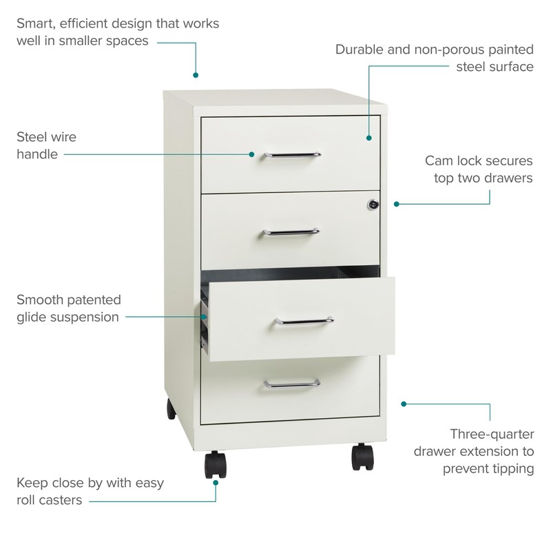 Hirsh Industries 18" Deep 4 Drawer Steel Mobile Storage Cabinet