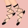 Lusofie 5 Pairs Sheer Socks Black See Through Socks Checkered