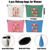 4 Pack Inspirational Coquette Bow Cute Strawberry Makeup Bag, Travel
