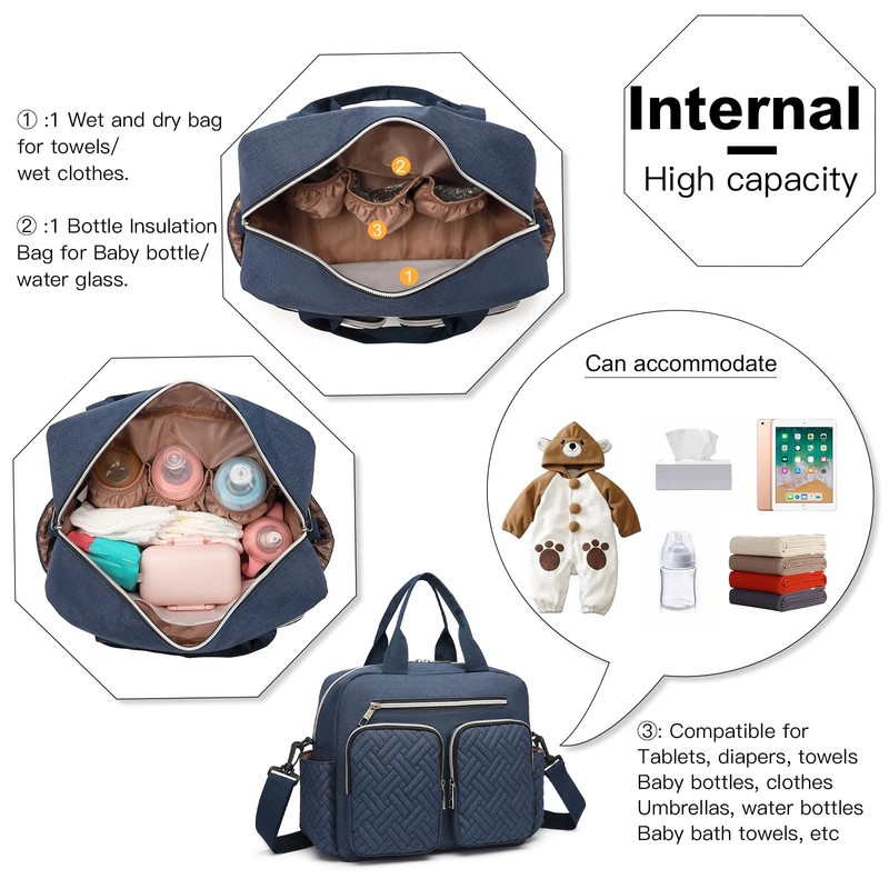 Kono Baby Changing Bag Weekender Travel Nappy Tote for Mom