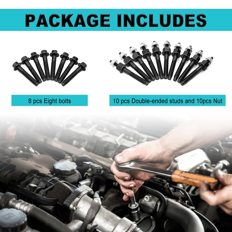 SYudwen Left and Right Side Exhaust Manifold Bolts & Studs