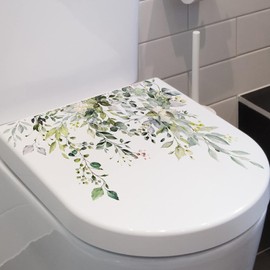 1Pc Beautiful Graffiti Stickers Green Plant Leaves Self-Adhesive Traceless Bathroom Toilet Cover Decor Decal Home Supplies Herbs Toilet Lid Decals