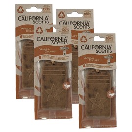 California Scents Hanging 3D Paper: Natural, Environmentally Friendly Car Freshener with Recycled Materials and Strong Odor Eliminator for Automotive Air Freshening (Vanilla Escape, 4 Packs)