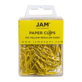 JAM PAPER Colorful Standard Paper Clips - Regular 1 Inch (25.4mm) - Yellow Paperclips - 100/Pack