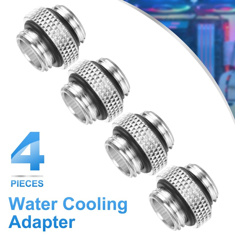 sourcing map 4pcs Water Cooling Adapter G1/4" Thread Male to