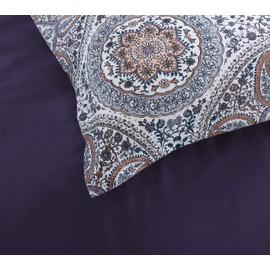 Boho Floral Medallions Duvet Cover 3pc Set Bohemian Paisley Bedding Boteh Damask Circles 400TC Egyptian Cotton Sateen Luxury European Traditional Style Bed Linen (Copper, Twin)