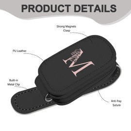 UntilPlan Letter Sunglass Holders for Car Visor, Universal Magnetic Leather Sunglasses Clip for Different Size Eyeglasses, Car Visor Accessories (M)