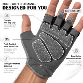 SAWANS Weight Lifting Gloves for Men & Women, Padded Gym Gloves with Wrist Wrap Support, Breathable Fingerless Workout Gloves for Weightlifting, Crossfit, Pull Ups, Training & Cycling