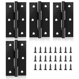 4Pack Gate Hinges Heavy Duty 3 Inch Door Hinges Black Hinge Stainless Steel Folding Hinge for Windows, Cupboard, Closet, Furnitures, Wooden Boxes, Dressers with 24Pcs Mounting Screws