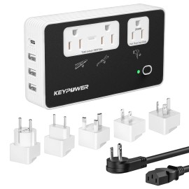 Key Power 2000W Step Down Converter, 220V to 110V International Universal Travel Adapter