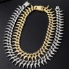 Serijoars Dog Chain Collar, Side Spiked Style Necklace Bling Diamond