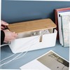 TEHAUX Cable Management Box Bamboo Lid Power Charging Data Cable
